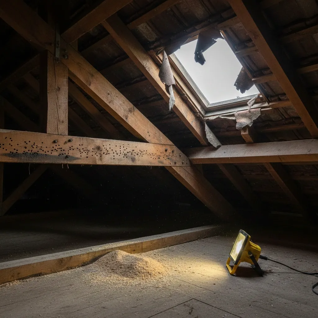 Charpente bois attaquée par les insectes xylophages à Pessac
